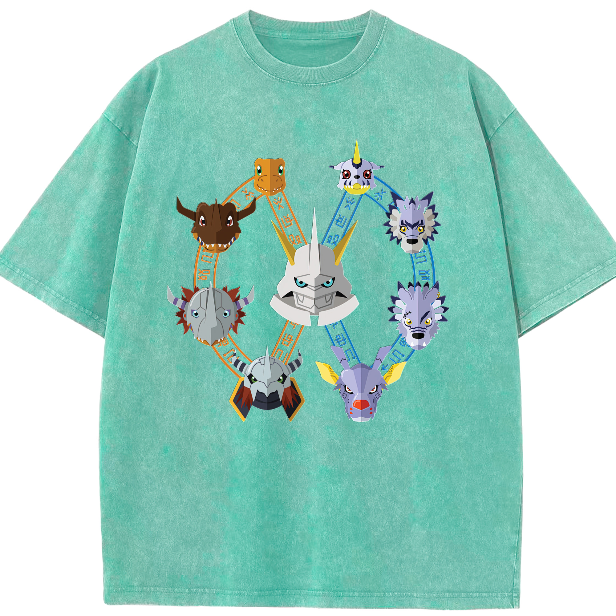 （画像用） Digimon デジタルモンスター/デジモン 綿100% ヴィンテージ風 半袖Tシャツ（フロントプリント）